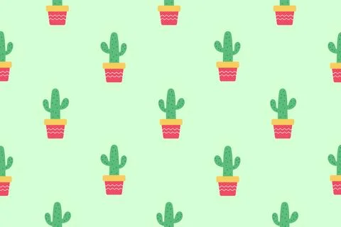 Green cactus. Seamless vector pattern. イラスト素材