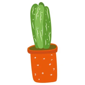 Green cactus in terracotta pot vector illustration Stock Illustration