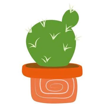 Green cactus in terracotta pot vector illustration Stock Illustration