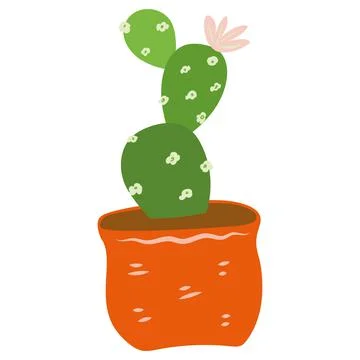 Green cactus in terracotta pot vector illustration Stock Illustration