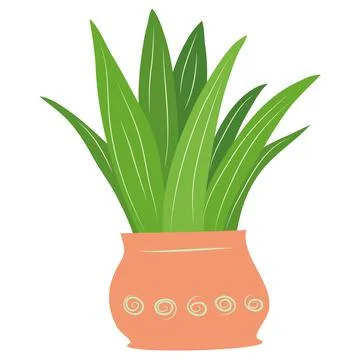 Green cactus in terracotta pot vector illustration Stock Illustration