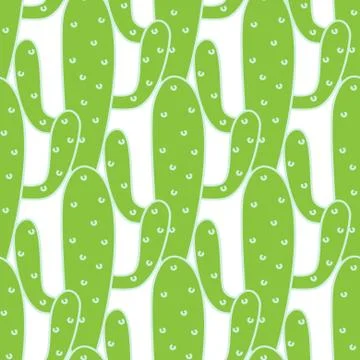 Green cactuses vector seamless pattern Stock Illustration