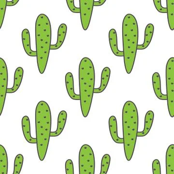 Green cactuses vector seamless pattern 스톡 일러스트