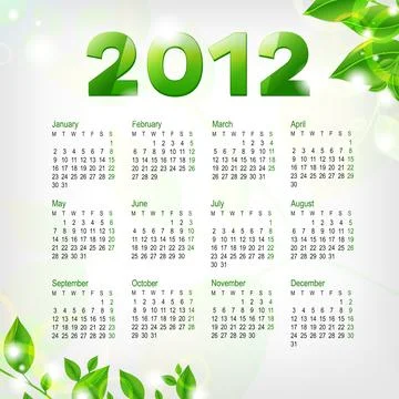Green Calendar 2012 Stock Illustration