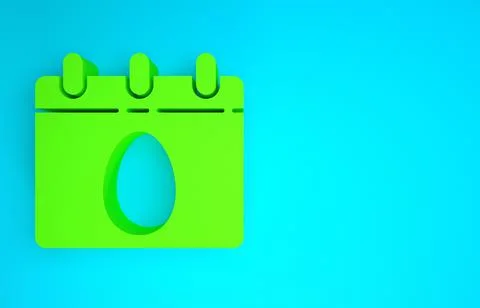 Green Calendar with Easter egg icon isolated on blue background. Spring Chris Stock Illustration