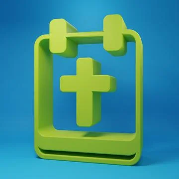 Green Calendar with Easter icon isolated on blue background. Spring Christi.. Ilustración de archivo