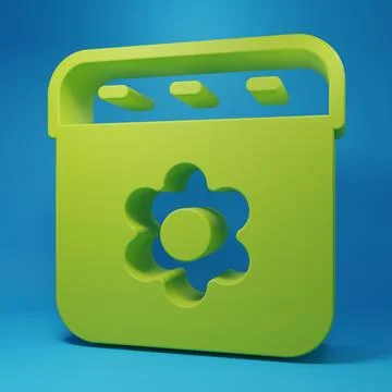 Green Calendar spring icon isolated on blue background. Event reminder symb.. Stock Illustration
