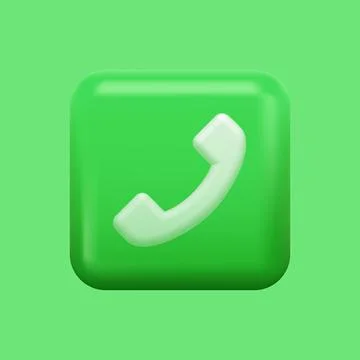 Green Call Icon. 3D Isolated Phone Button Stock Illustration