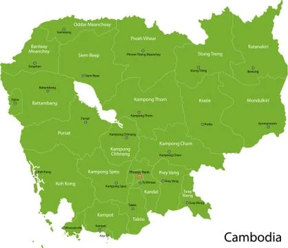 Green Cambodia map Stock Illustration