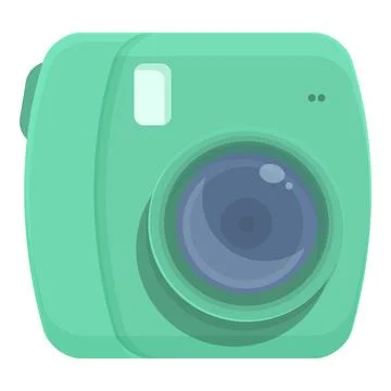 Green camera icon cartoon vector. Digital photo Stock Illustration