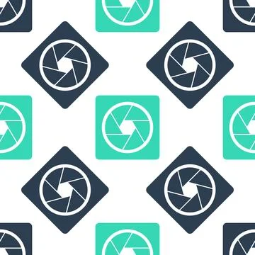 Green Camera shutter icon isolated seamless pattern on white background. Vector Stock Illustration