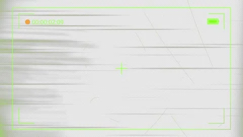 Green camera viewfinder overlay with recording HUD, timecode and glitch dam.. 库存影片 335834409