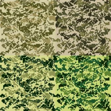 Green Camouflage pixelated tiling set Stock Illustration
