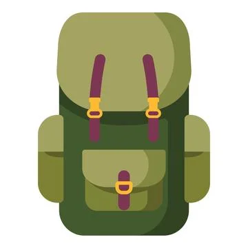 Green camping backpack for outdoor adventures, travel and hiking, carrying gear Stock Illustration