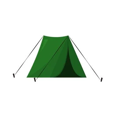 Green camping tent in a flat style Stock Illustration