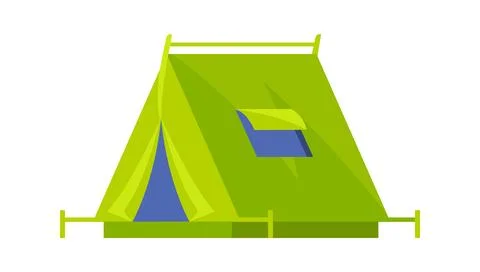 Green camping tent with open window inviting adventurers to explore the 스톡 일러스트