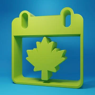 Green Canada day with maple leaf icon isolated on blue background. 1-th of .. Stock Illustration