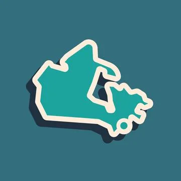 Green Canada map icon isolated on green background. Long shadow style. Vector 스톡 일러스트