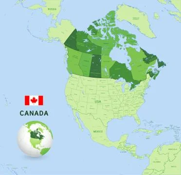 Green Canada Vector Administrative Map Stock Illustration