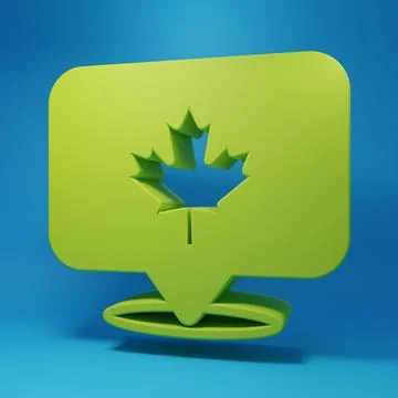 Green Canadian maple leaf icon isolated on blue background. Canada symbol m.. Stock Illustration