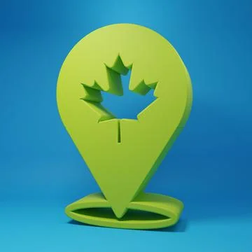 Green Canadian maple leaf icon isolated on blue background. Canada symbol m.. Stock Illustration
