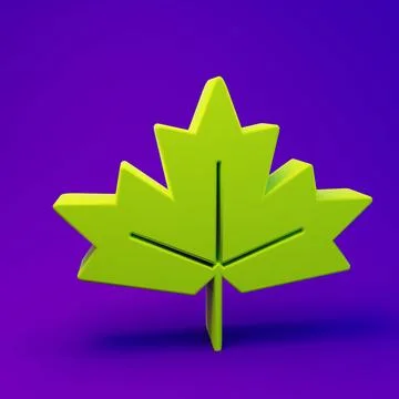 Green Canadian maple leaf icon isolated on purple-blue background. Canada s.. Stock Illustration