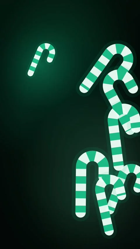 Green Candy Canes Turning Vertical Seamless Loop Animated Dark Background For Stock Footage 344007017