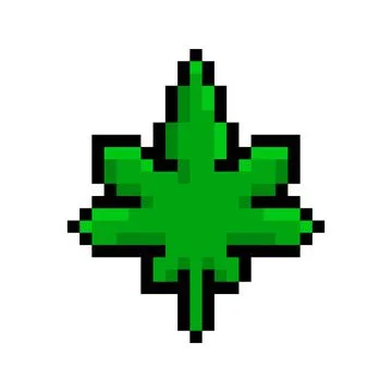 Green cannabis leaf pixel icon Stock Illustration