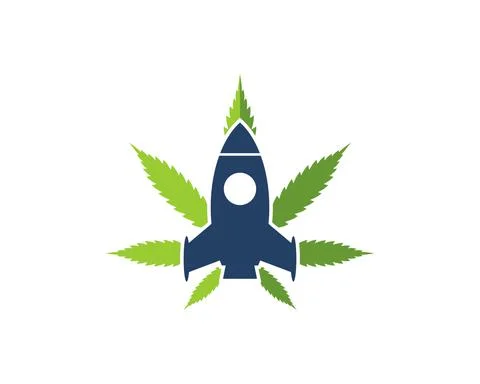 Green cannabis leaf with rocket inside Stock Illustration