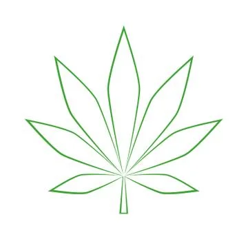 Green cannabis leaf simple drawing Stock-Illustration