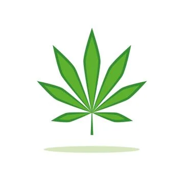 Green cannabis leaf simple drawing Stock-Illustration