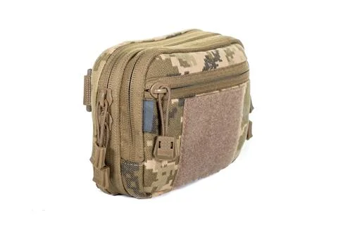 Green Canvas Backpack Isolated on White. Front View of Modern Waterproof Camp Stock Photos