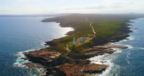 Green Cape Point Perpendicular Lighthouse Stock Footage 199946589