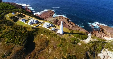 Green Cape Point Perpendicular Lighthouse Stock Footage 199946742
