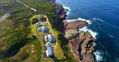 Green Cape Point Perpendicular Lighthouse Stock Footage 199947010