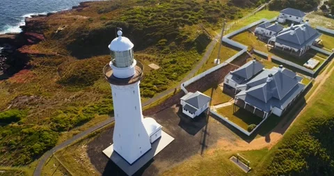 Green Cape Point Perpendicular Lighthouse Stock Footage 199947349