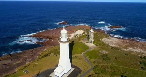Green Cape Point Perpendicular Lighthouse Stock Footage 199947645