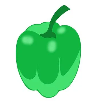 Green capsicum isolated on white background cooking ingredient vegetable - 1 Stock Illustration