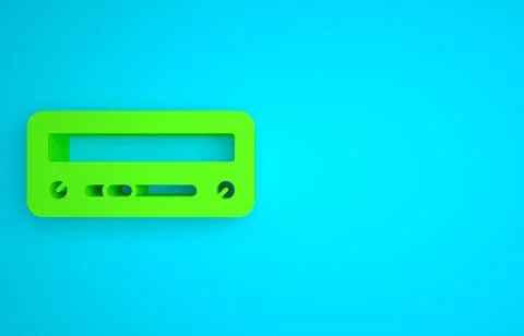 Green Car audio icon isolated on blue background. Fm radio car audio icon Stock Illustration