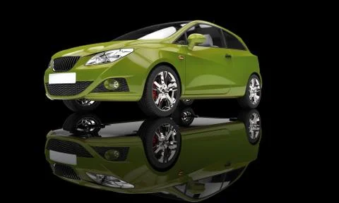 Green Car On Black Stock Illustration