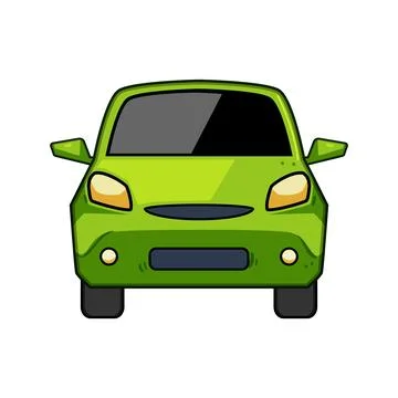 Green car cartoon front view illustration vector Stock Illustration