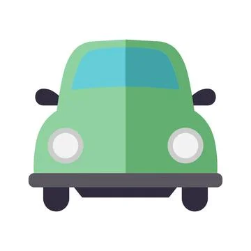 Green car front view icon on white background Stock Illustration