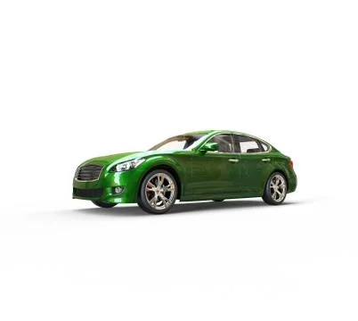 Green Car With Highlights 스톡 일러스트