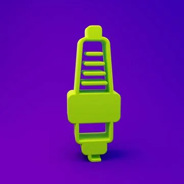 Green Car spark plug icon isolated on purple-blue background. Car electric .. Stock Illustration