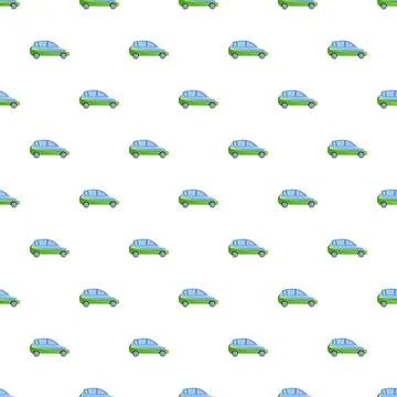 Green car vehicle pattern repeating on white background Stock Illustration