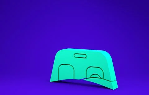 Green Car windscreen icon isolated on blue background. Minimalism concept. 3d Ilustración de archivo