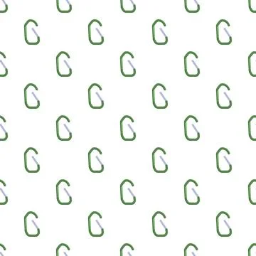 Green carabiner repeating seamless pattern for climbing and adventure Stock Illustration