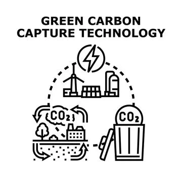 Green carbon capture technology cycle concept illustration Ilustración de archivo