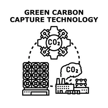 Green carbon capture technology managing environmental emissions Stock Illustration