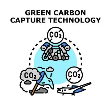 Green carbon capture technology reducing co2 emissions Stock Illustration